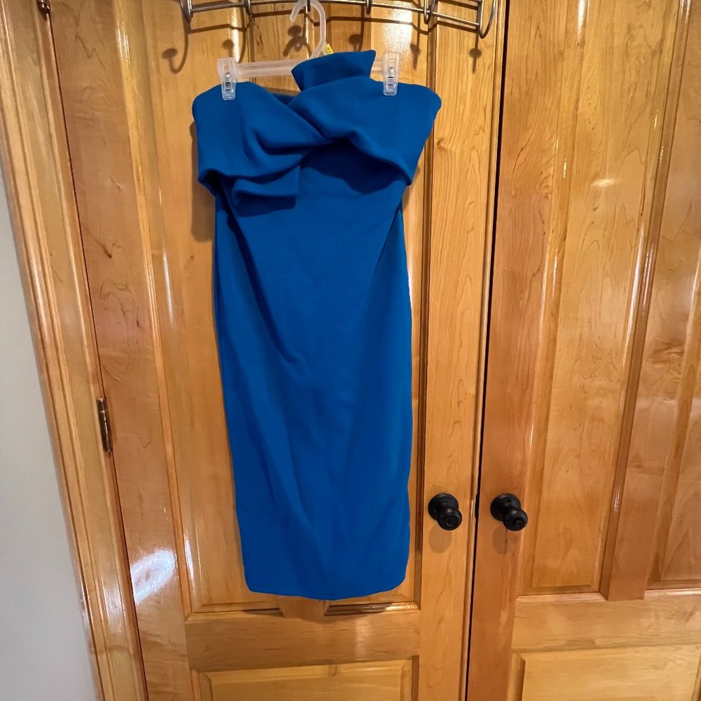 Topshop blue strapless party dress